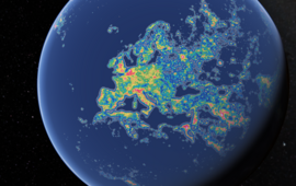 Symbolbild Erde von oben: Europa ist zu sehen mit farblich dargestellten Daten
