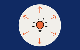 Symbolbild Schwerpunkte, Glühbirne mit Pfeilen