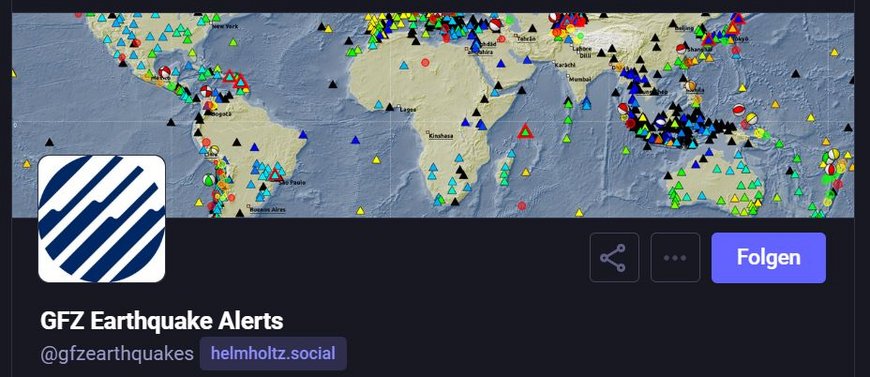 Screenshot Mastodon_GFZ Earthquake Alerts Weltkarte