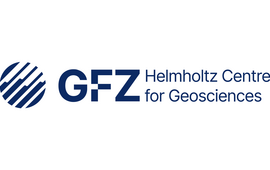 Das Logo des GFZ: links ein Kreis bestehende aus verschieden dicken Linien, die ein Gebirge darstellen könnten, mittig: die Buchstaben G F Z, wobei das F im Kreuzungspunkt des unteres Striches eine Lücke aufweist, rechts: der Schriftzug Helmholtz Centre for Geosciences.