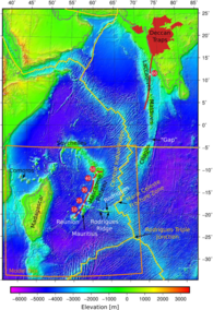 Modelled track of the Reunion plume