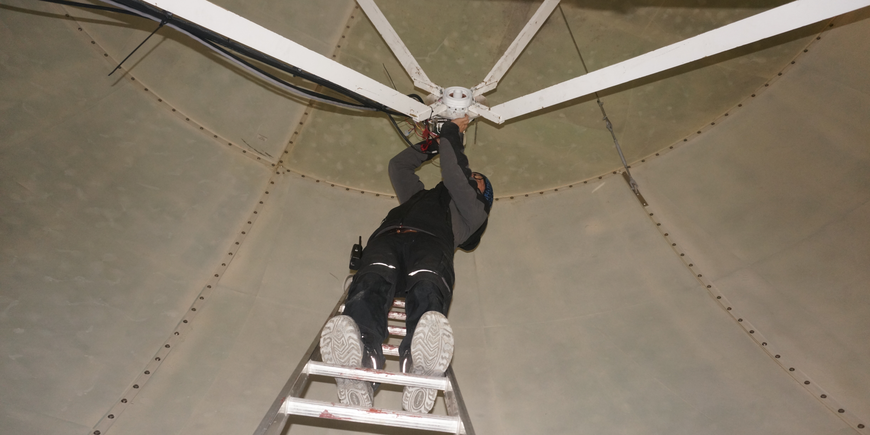 Man working inside the station