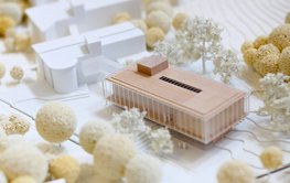 The model of the new building in the Telegrafenberg area.