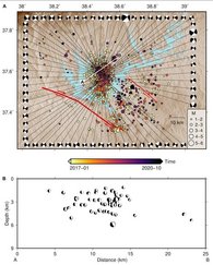 Focal mechanism solutions for 68 events that occurred between 2017 and 2020.